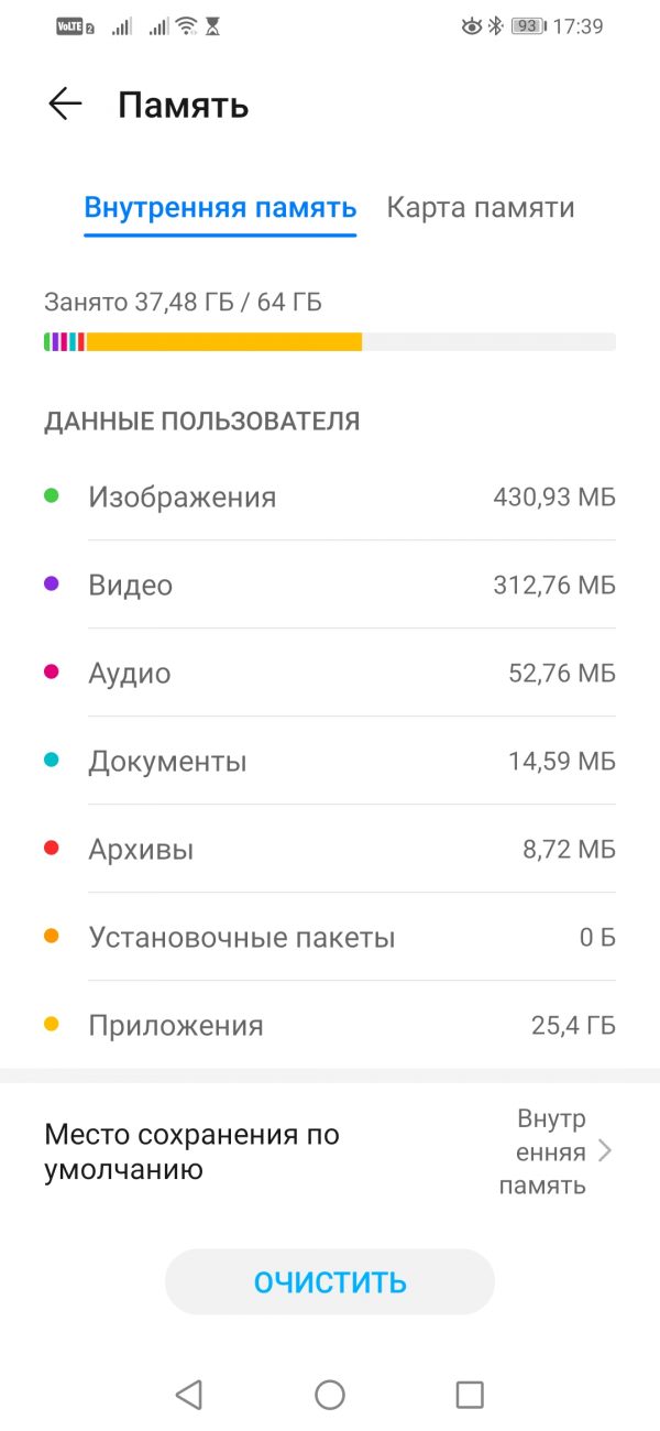 В телефоне переполнена внутренняя память как освободить
