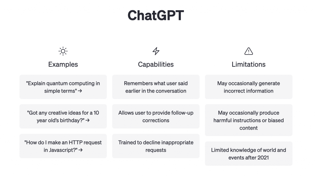 ChatGPT главная страница сервиса